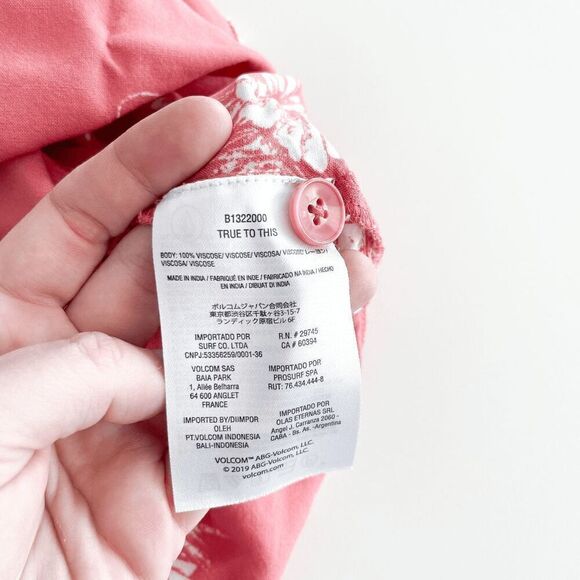 Volcom Womens Forget Yoself Mini Tank Dress Floral Print Coral Size Medium - Picture 2 of 6